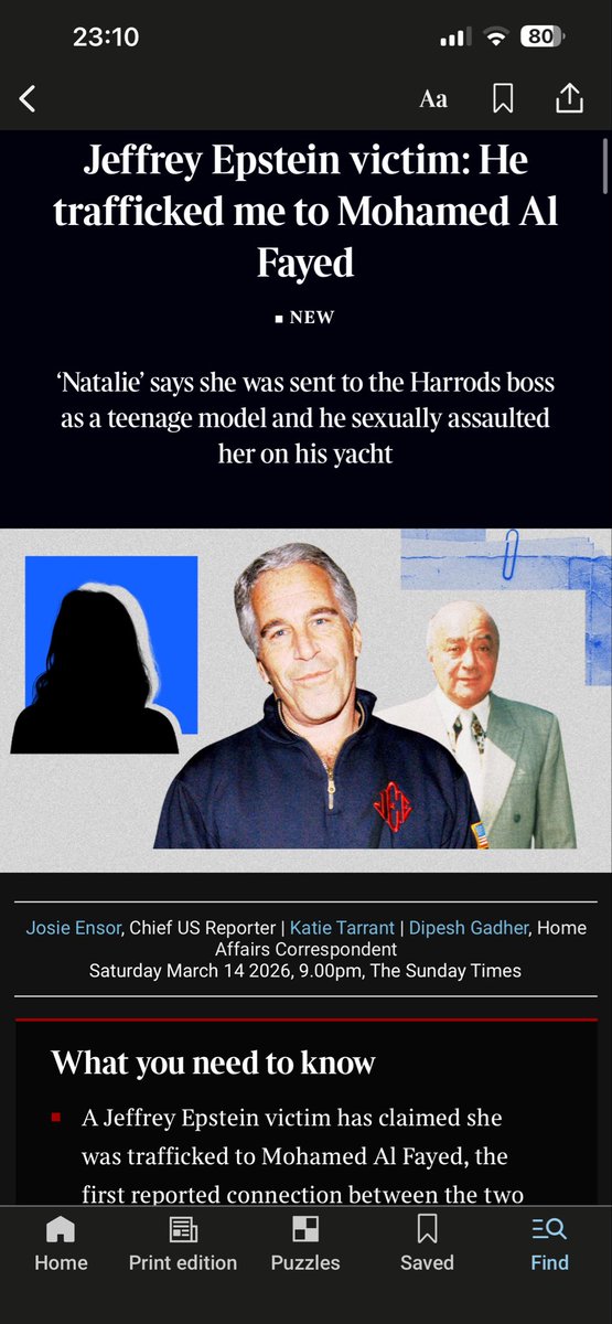 jebrittan2's tweet photo. Jeffrey Epstein trafficked model to Mohamed Al Fayed
‘Al Fayed probably met Epstein through Saudi arms dealer Adnan Khashoggi, a brother-in-law of the late Egyptian businessman who is reported to have hired Epstein to recover money for him in the 1980s.’
https://t.co/kb7sxzjcx1 https://t.co/bTE7LBaGgn