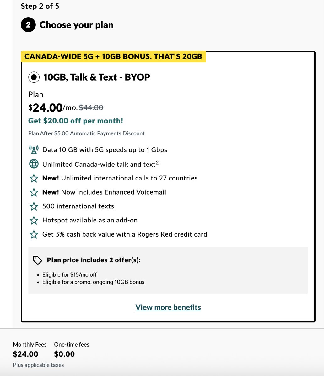 ltylr_'s tweet photo. @FidoSolutions I'm trying to upgrade my plan from basic. In my account there's an offer of "10GB, Talk &amp; Text - BYOP" for $24. When I click continue I get "20GB, Talk &amp; Text" for $28. I don't want 20GB. I can get 10GB on Fizz for $20.25. https://t.co/56rD4ADQCI