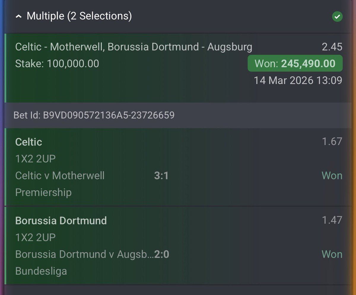 Firepunts's tweet photo. BOOMMM!

ALL GAMES WON!

2,3 &amp; 5 ODDS WON ON @Bet9jaOfficial 

735k WON✅✅✅

Congratulations if you played✅✅ ✅

Telegram channel :https://t.co/nYTMUWN6U9

#Bet9jaCode

@Mrbankstips @Promisepunta https://t.co/LnKguhRSOZ