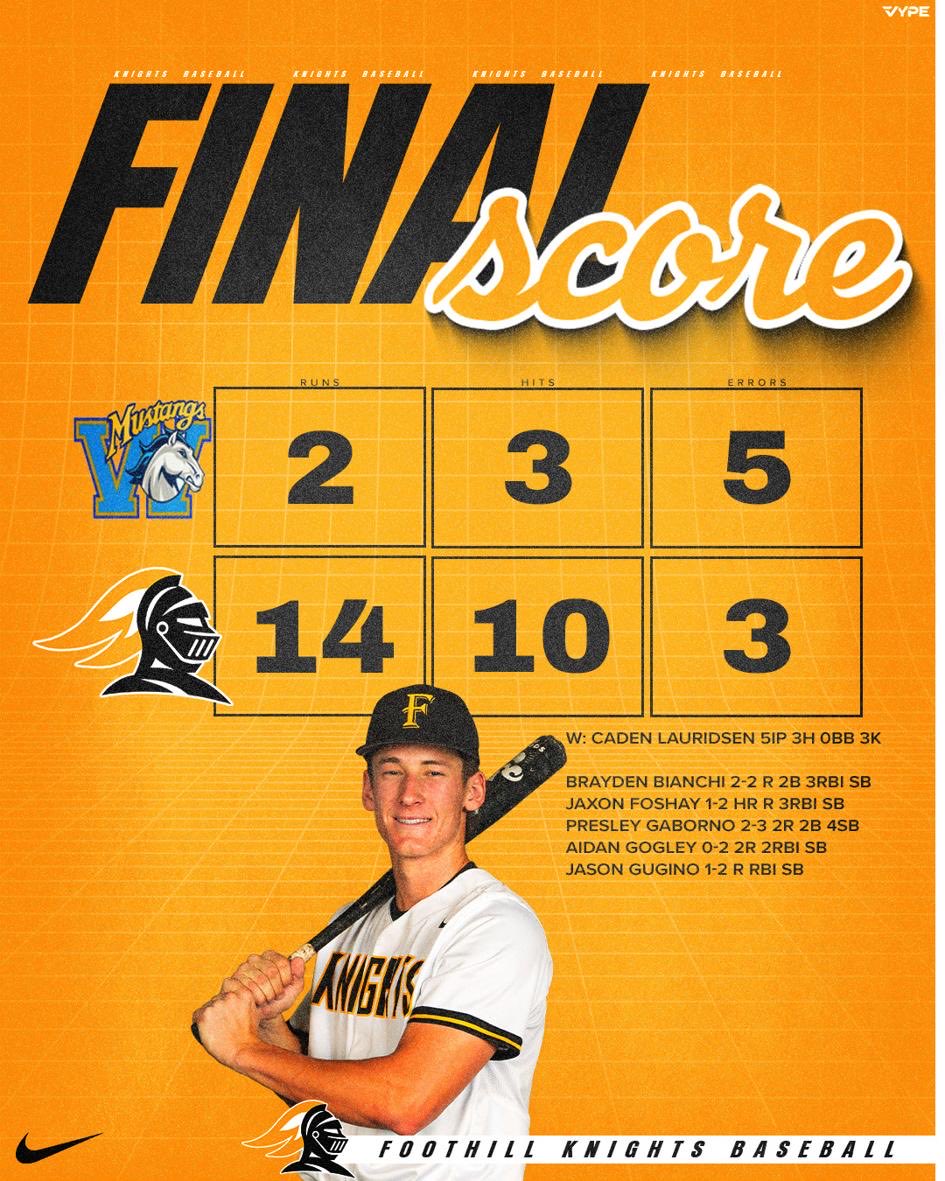 Foothill Knights Baseball tweet media