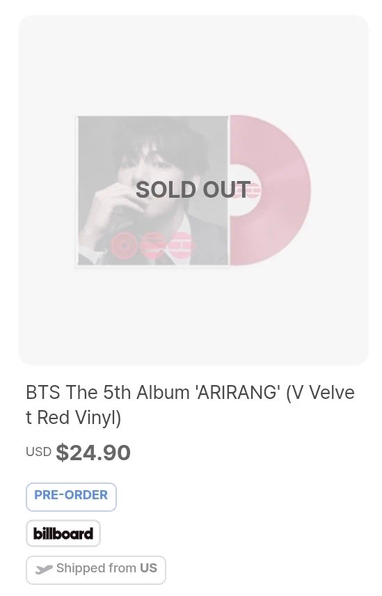 BTS Member Vinyls Sell Out Rapidly Before ARIRANG Album R