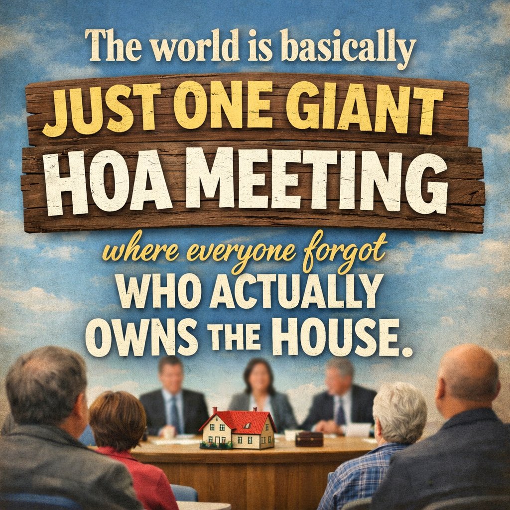 kindnessavenue's tweet image. The world feels like one giant HOA meeting where everyone argues about the rules, but nobody remembers who actually owns the house. Endless debates, zero clarity. Maybe the problem isn’t the rules—it’s that we forgot the point of the house.
#Perspective #Society #ThinkAboutIt