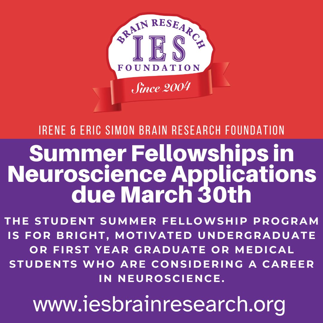 IESBrain's tweet photo. Summer Fellowship in Neuroscience applications are due March 30th! https://t.co/D6uszDFadg