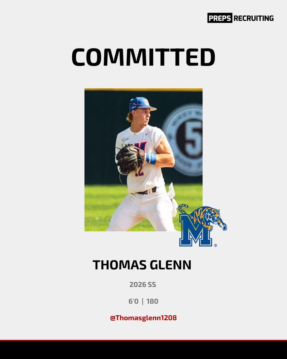 prepsrecruit's tweet photo. A big decision locked in π Thomas Glenn (@Thomasglenn1208) commits to the University of Memphis! The 6'0", 180-lb 2026 strong safety is ready to bring physicality and playmaking ability to the Tigersβ secondary. The next chapter begins now ππ₯
#prepsrecruiting #MemphisTigers #StrongSafety #ClassOf2026 #Committed