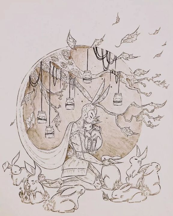 Redcreates's tweet photo. Art of the Day! "Bunny Hollow". Buy at: https://t.co/u35Xleyly0 https://t.co/7Hnd93lA5u