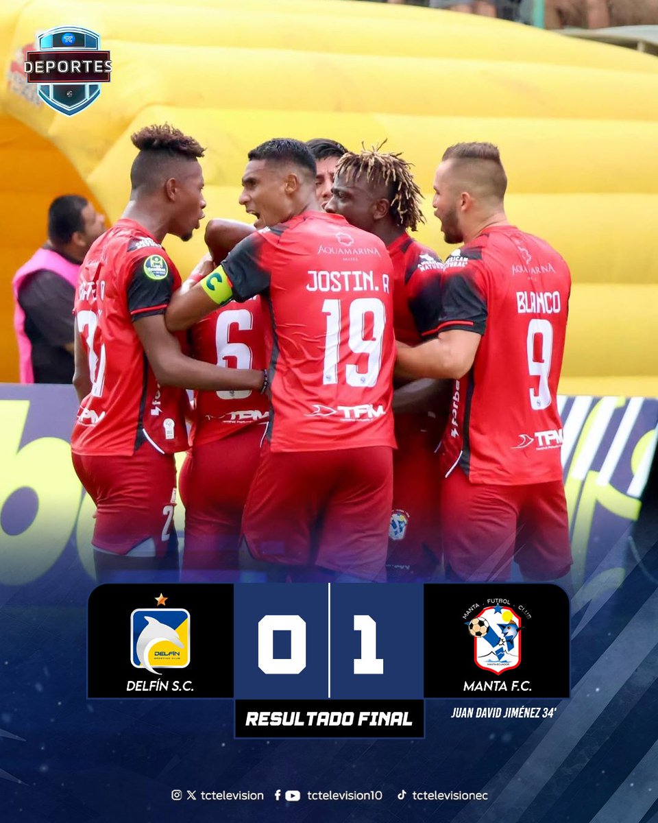 tctelevision's tweet image. ¡EL CLÁSICO MANTENSE ES PARA LOS ATUNEROS! 🔥

#MantaFC 🐟 derrotó por la minima diferencia a #Delfín 🐬 en el estadio Jocay por la Fecha 4 de #LigaEcuabet ⚽🏆.

El equipo atunero (9°) suma 4 puntos mientras que los cetáceos (4°) se quedaron con 7 unidades.