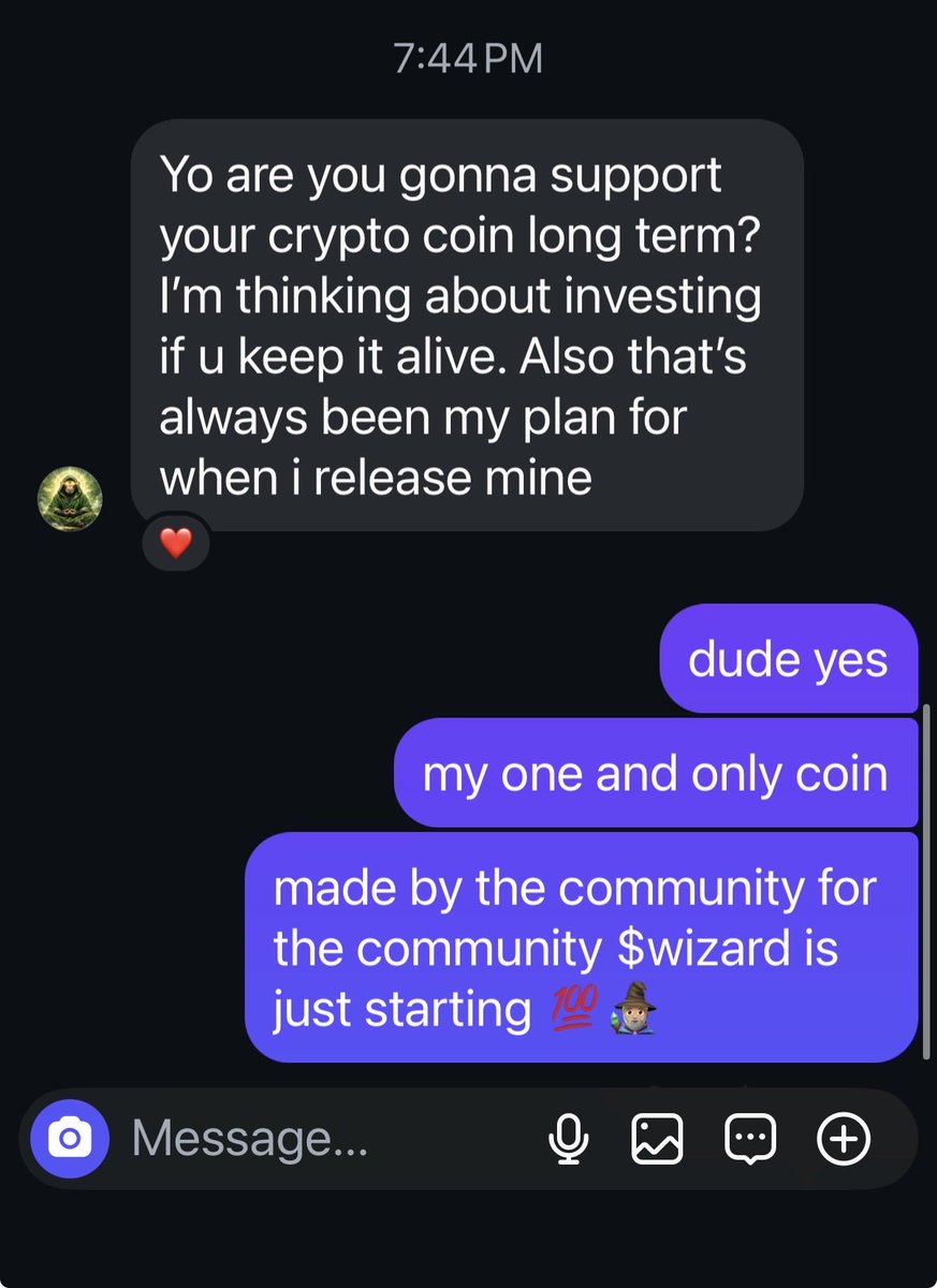 let me make myself perfectly clear i am not selling $wizard ever this is beyond profit 💯🧙🏼‍♂️