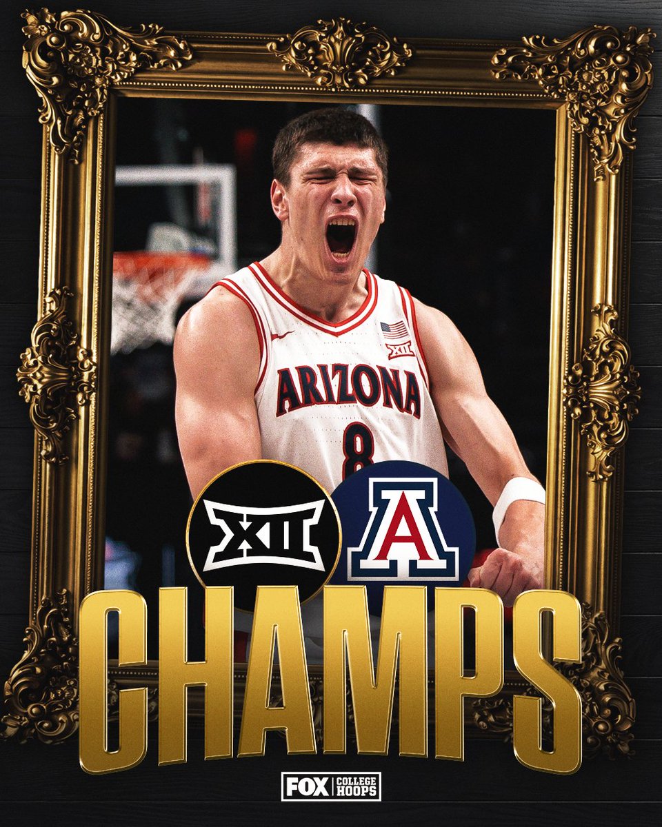 CBBonFOX's tweet photo. NO. 1 ARIZONA WINS THE BIG 12 TOURNAMENT! 🏆 @ArizonaMBB https://t.co/w6qtqtIgZy