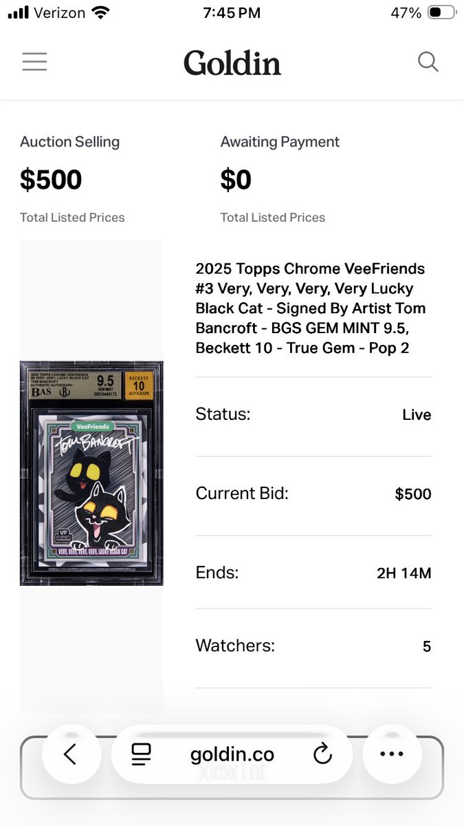 About 2 hrs left to own this VeeFriends Grail… <a href="/veefriends/">VeeFriends</a> <a href="/VeeFriendsCards/">VeeFriends Cards</a> <a href="/garyvee/">Gary Vaynerchuk</a>
