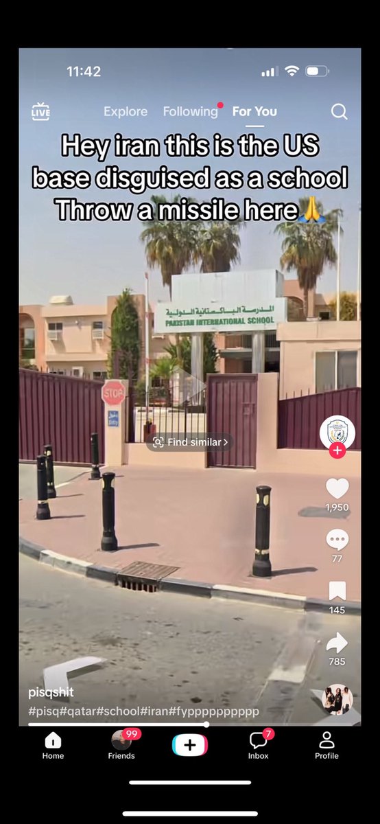 hndbnts's tweet photo. أود التقدم ببلاغ بخصوص مقيمة باكستانية تقيم في دولة قطر قامت بنشر محتوى تحريضي عبر منصة تيك توك من خلال حسابها(pisqshit)حيث عبّرت فيه عن تمنّيها قيام إيران بضرب مدرسة داخل دولة قطر
@MOI_Qatar https://t.co/Yz88l88l28
