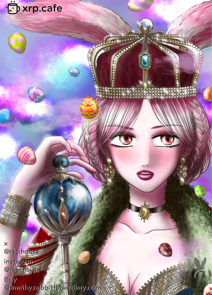 #xrpcafe #xrp #XRPCommunity 
🌸minted🌸

🐰 Rabbitflower Doll#89 ~ Easter Queen

In a hidden kingdom where eternal spring lingers softly, the Rabbit Queen gazes calmly over her realm. 
Within the gentle harmony of Easter tones, she brings a story of renewal to a fantastical world