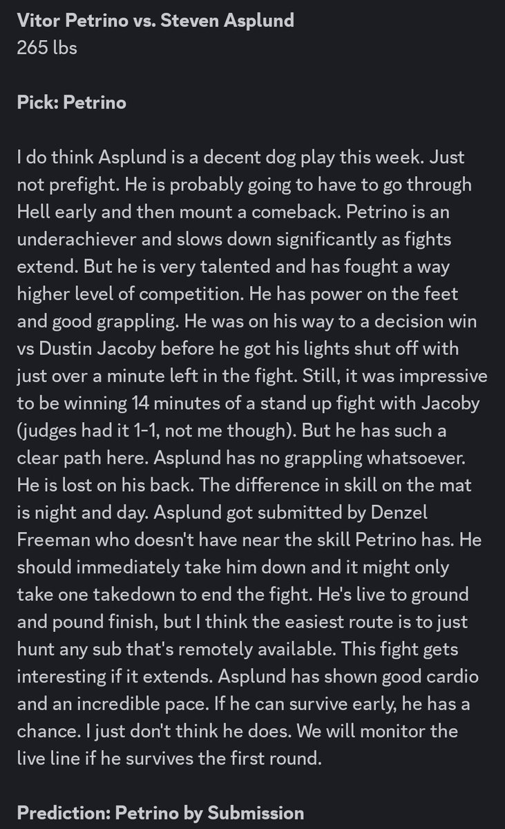 Petrino vs Asplund 📝

#UFCVegas114