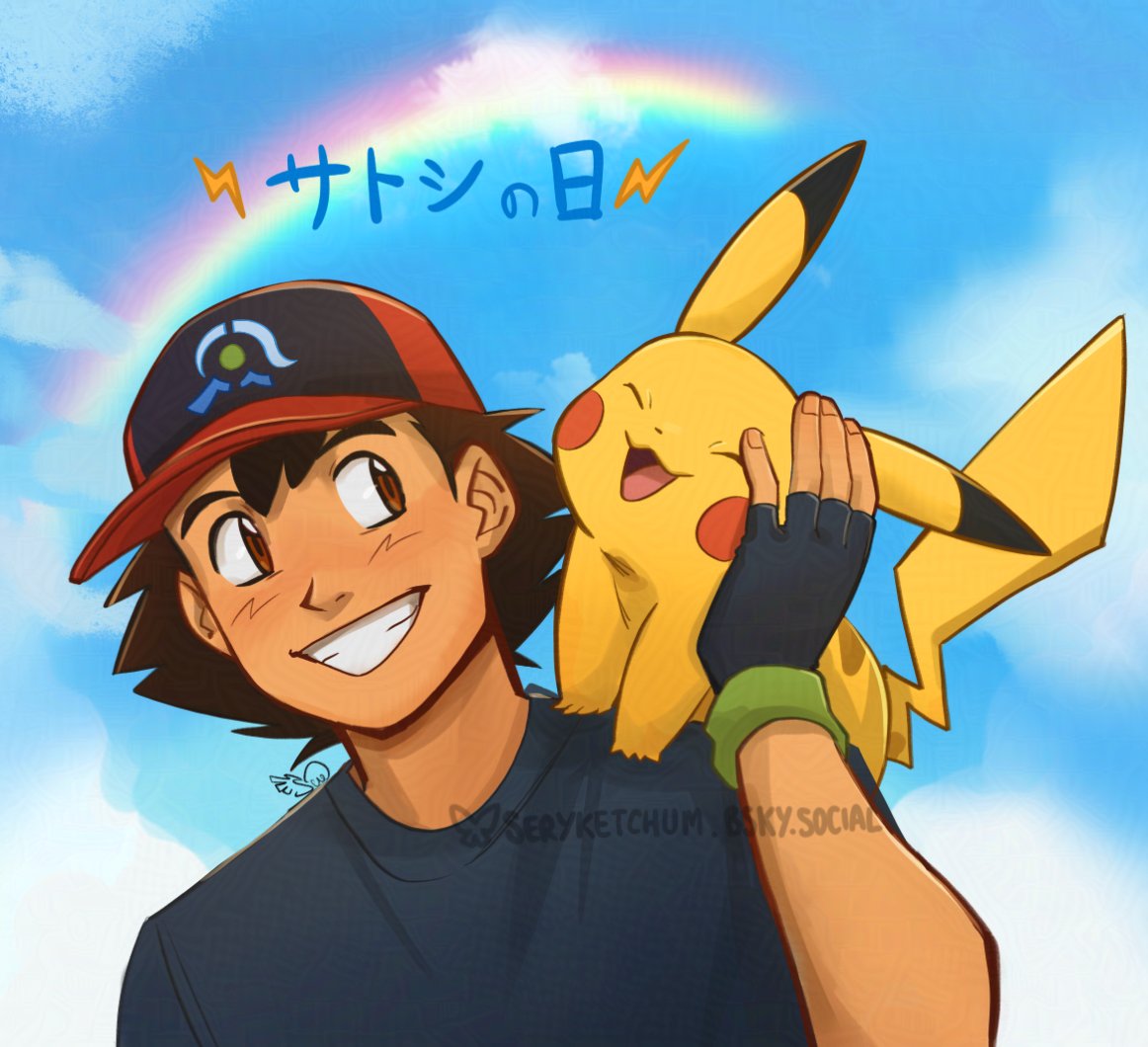 #サトシの日 💛🌈I combined the new Winds and Waves logos to design a new hat for Ash, new continent, new pokemon, new adventures!~ 💨🌊 
#ashketchum #pokemon #PokemonWindsWaves