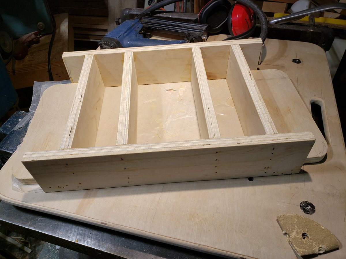 Really glad I built an assembly board to put on top of my table saw. It's extra bench space in a cramped workshop. Building a spindal sanding jig for my drill press. Urgently needed because not having it is a roadblock to finishing some other projects in my project pile.