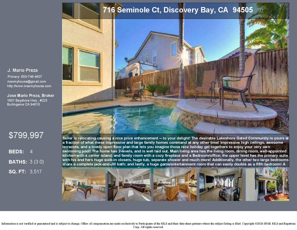 MaxMyHouse's tweet photo. REDUCED! Awesome home With A Pool -- Discovery Bay https://t.co/qQbC1XhESv https://t.co/fTZthq9zUB