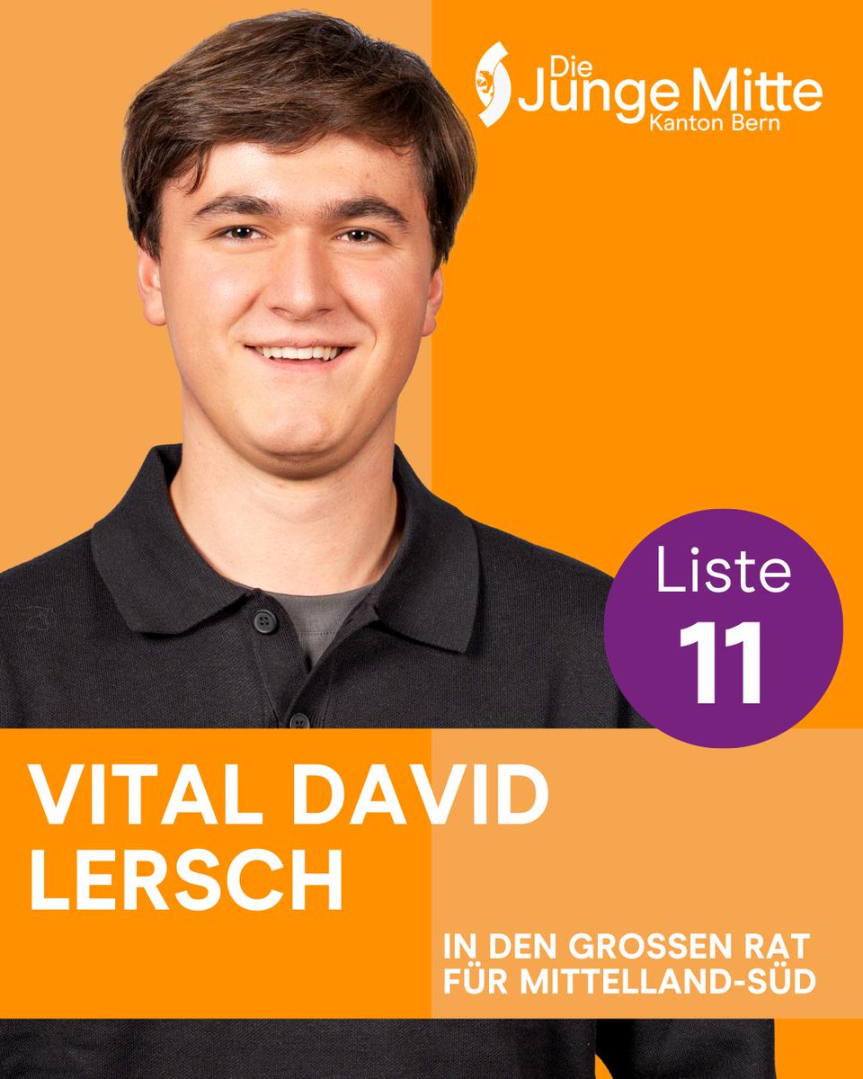 DieJungeMitteBE's tweet photo. Wir präsentieren alle Kandidierenden der Jungen Mitte auf den Listen der Mitte Kanton Bern. Heute:
Vital David Lersch | Kand. Nr. 11.20.7
2007, Bern, Schüler, Badminton und Skifahren
#DieJungeMitteBern #GRW26 #GRW https://t.co/TFTfoUam2T