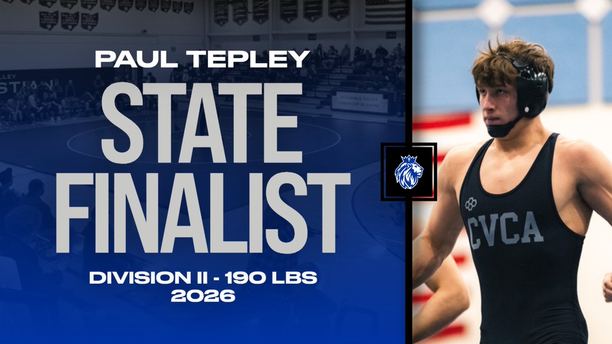 CVCAathletics's tweet photo. Sophomore Paul Tepley advances to Divison  II State Final at 190!! He will face Owens (Alter) in the title match tomorrow after winning 15-2 over Blevins (Kenton) in the semifinal. Let's go Paul! #CVCA #MightyRoyals https://t.co/t2NubxhuQW