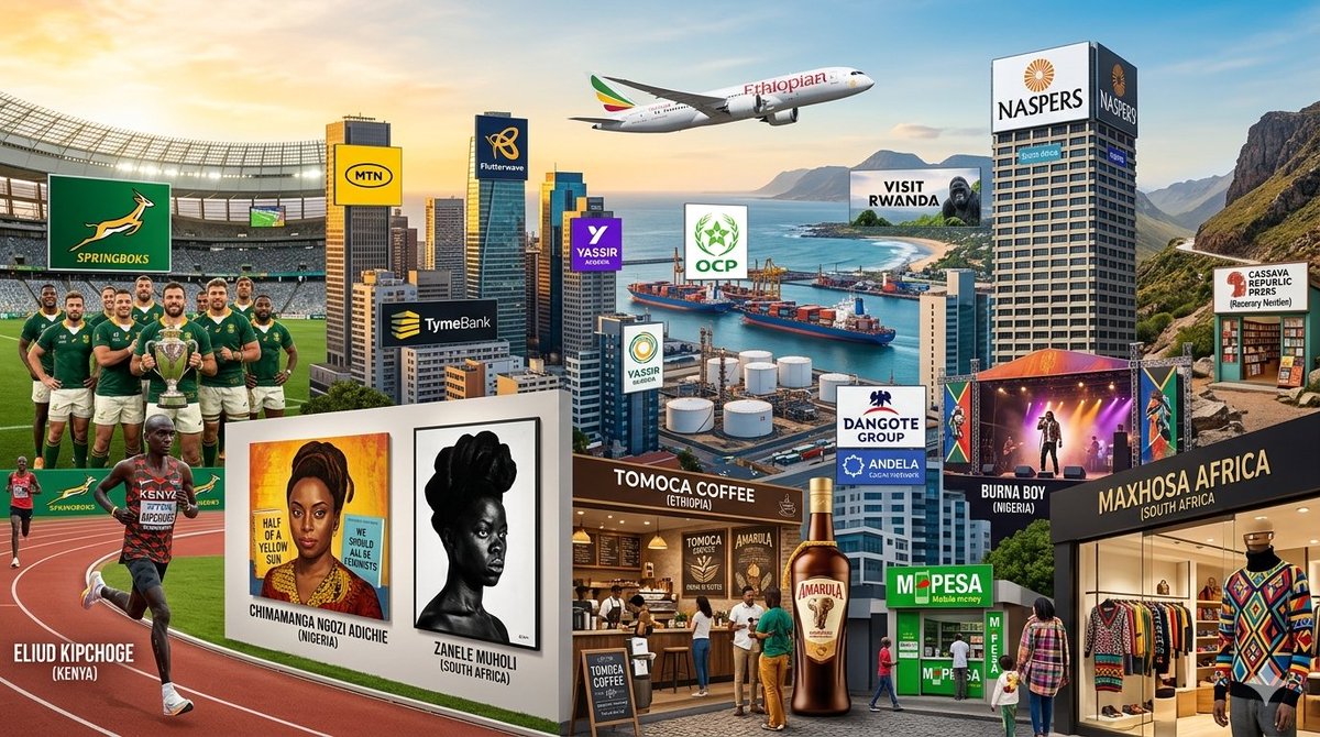 Africa's Top 20 International Brands? Do You Agree? Add Your Candidate
    1. The Springboks (South Africa): Africa’s most successful sports team across any discipline, holding a record four World Cup titles and an unrivaled global win rate.
    2. Ethiopian Airlines (Ethiopia):