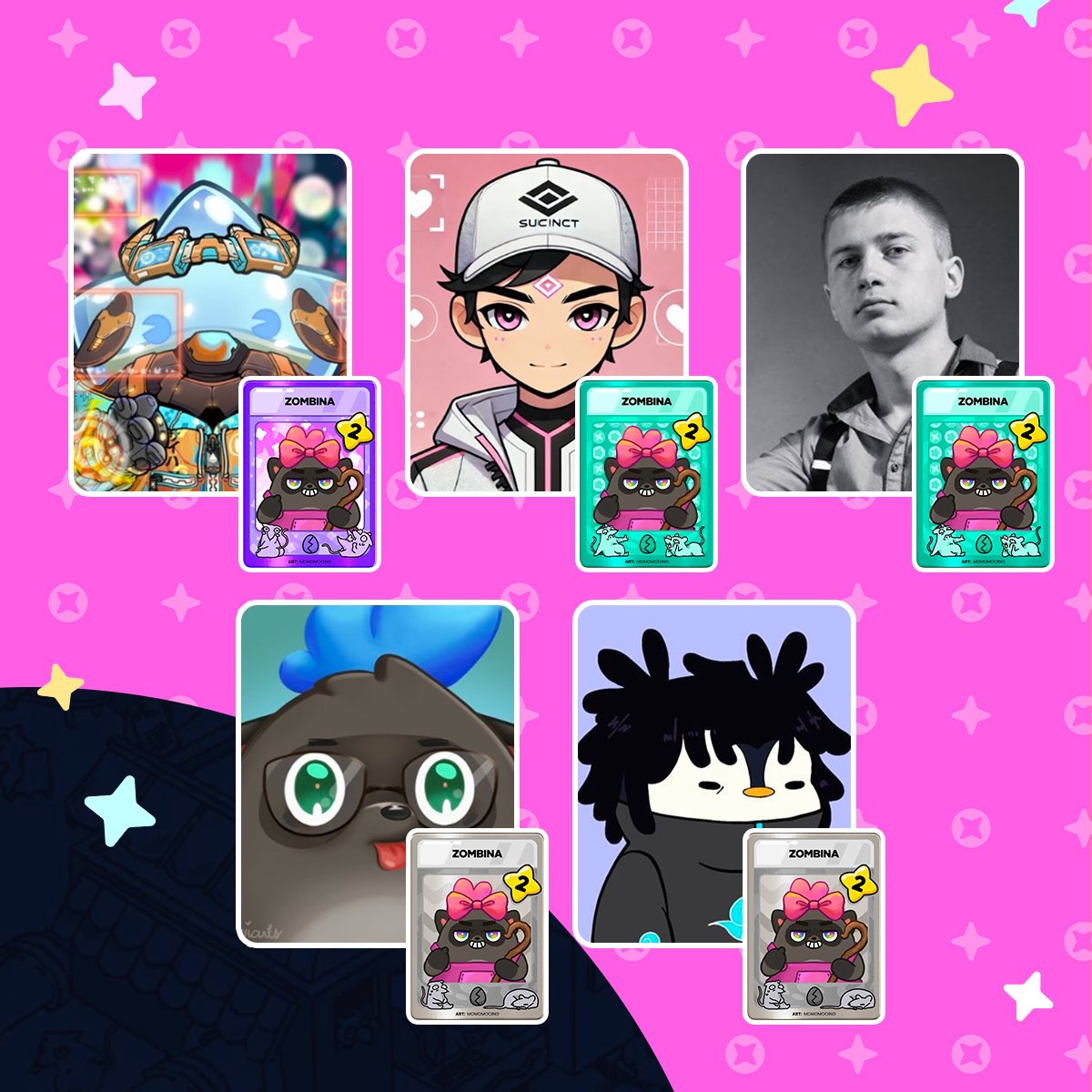 YAY!!! Congratulations ✨

🏆 5 WINNERS 🏆

🔸 <a href="/Bansheenob/">Banshee |KIND | CODE: Banshee</a> - Epic Zombina Card
🔸 <a href="/BabulChet/">Babul Chet</a> - Rare Zombina Card
🔸 <a href="/VolodimirTatik/">Володимир Татаренко ADL</a> - Rare Zombina Card
🔸 <a href="/Neutrar/">Neutrar ✨</a> - Common Zombina Card
🔸 <a href="/Riotffx/">☬</a> - Common Zombina Card

✉ Wait for my DM 😉