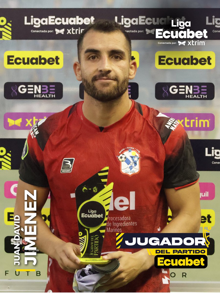 LigaEcuabetec's tweet photo. 📍Juan David Jiménez de @MantaFutbolClub es el jugador del partido @EcuabetOficial ☝️⚽️

¿Cuántos likes para este crack? 🙌🏽

#LigaEcuabetConectadaPorXtrim #JugadorDelPartidoEcuabet 🇪🇨💯 https://t.co/Sgjbh27g1r
