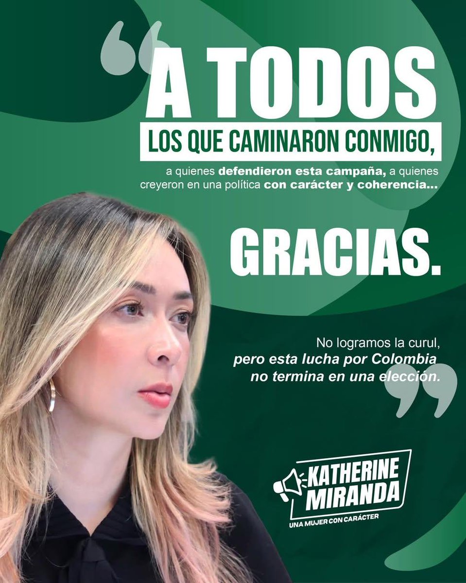 El petrismo te dio la curul y fue el petrismo el que también te la quitó.
 No Katherine, nadie caminó contigo, todos te dieron la espalda por traidora y tuviste un juicio el 8 de marzo, el veredicto fue: ¡Culpable traidora!
El pueblo ya no olvida, el pueblo ya no perdona.