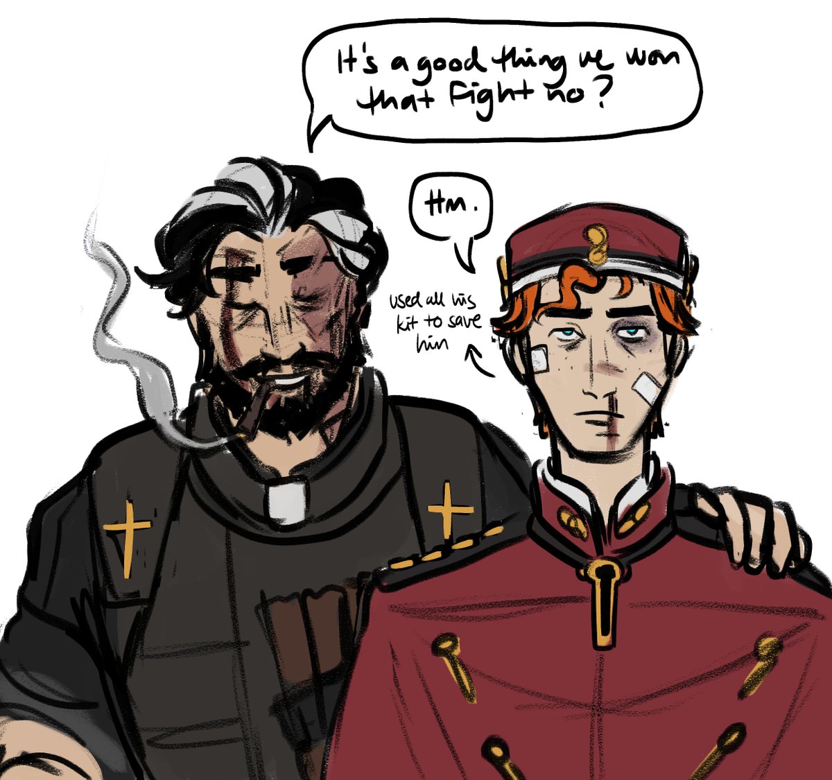 the traditional moba relationship: a carry and the support who moves heaven and earth to make sure they dont die #deadlock #hotelbible