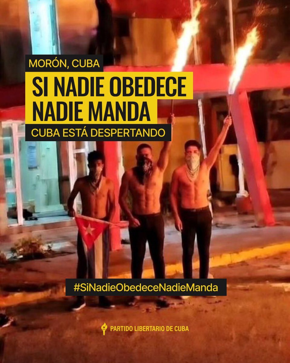 Desde el Partido Libertario de Cuba impulsamos una máxima fundamental para recuperar nuestra nación: #SiNadieObedeceNadieManda.

​El Estado socialista es un gigante con pies de barro que colapsa en el instante en que el ciudadano decide dejar de agachar la cabeza. No colabores,