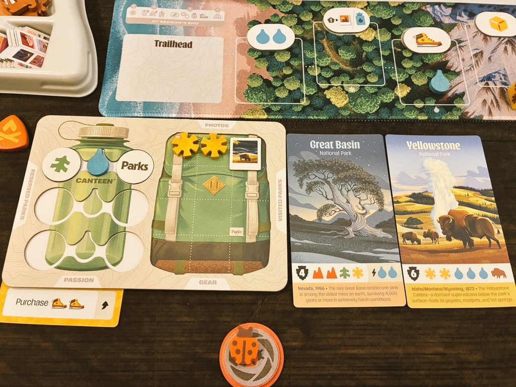 mankarafan's tweet photo. PARKS 2版
最高のアートワークとコンポーネントでプレイ中とにかくずっと癒される。システム再調整＆追加要素が単調さを消しつつも遊びやすい仕上がりに。全体としてのんびりとした雰囲気が贅沢な、お手本のような2版。 https://t.co/JimmJ9tPOZ