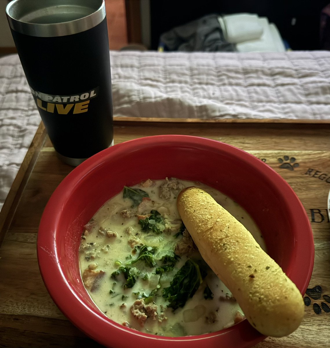 CHDAngelMom's tweet photo. @OfficialOPLive #FirstShiftEntree homemade Zuppa Tuscana soup! @WeinmannMarc worked his tail off on this one &amp; it turned out fantastic!! #OnPatrolLive #OPL #OPNation #OPLive https://t.co/vcJLQS4L3d