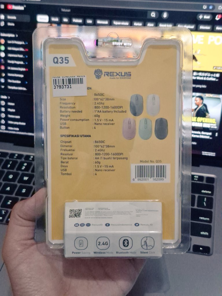 Udh sebulanan kmrin pengen bgt punya mouse bluetooth yg murmer krna d pake occasionally aja. Di rekomendasiin suami beli mouse Rexus Q35 ajaa. 
Dan hari ini lgsg cus gue cobain. Responsif, gampang konekinnya, mantap udh ada bluetooth &amp; wireless. Cukuplah buat kerjaan di Ms office