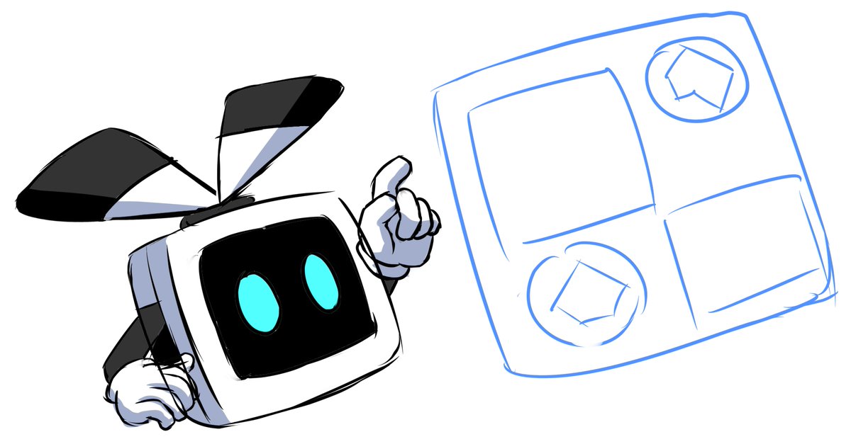 トルマティのビジュアルイラストが完成！✨ 
勝利イラストとしても使用予定です。
実は、ロボット本体よりも分析図の方が時間かかります……😓
#イラスト #ゲーム制作