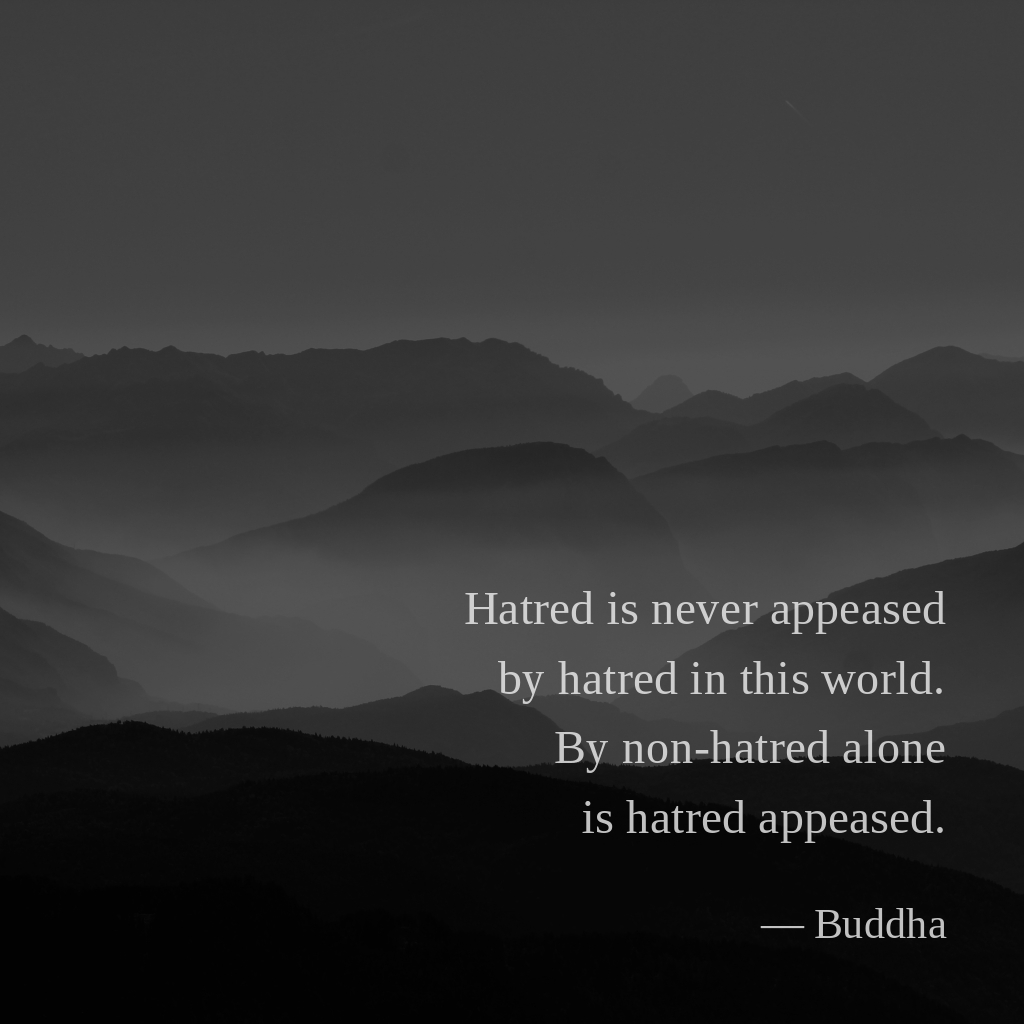 wectar's tweet image. Hatred is never appeased by hatred in this world. By non-hatred alone is hatred appeased. — Buddha

#Buddha #hatred #world #alone