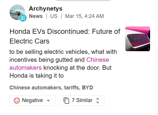 MotorsTracker's tweet photo. Honda is retreating from EVs,not because the tech failed, but because the business case collapsed under gutted US incentives and BYD's pricing pressure. The question is not Chinese cars win entry, but if older brands survive. #ChinaEV #DailyMonitoring @ChinaAutoDesk https://t.co/CtnH9H5wbw