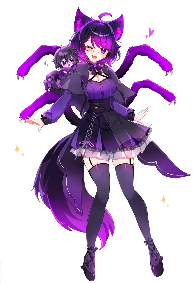 TheDaddyCakes's tweet photo. Some more amazing art of the female version of my oc and mascot
Gothic outfit with mascot = @airiillus 
Chibi = @demialien 
Spicy sweater = @MsEllasyn
Big eyed Mascot = @megasarts 
Thank you again to all these wonderful artists https://t.co/CCDwbY7OyF