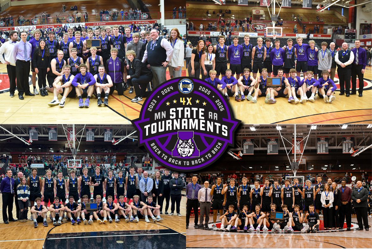 AlbanyBoysBball's tweet image. Congratulations to everyone that has been a part of the past four seasons! Our combined record is 118-10, and counting... 👀 #PurplePride