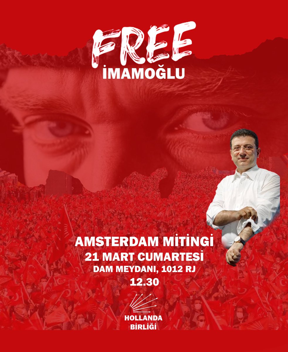 YeniPartiNL's tweet photo. CHP Hollanda Birliği
Demokrasi, adalet ve dayanışma için!
Uluslararası dayanışma ruhu içinde baskı, ayrımcılık, adaletsizliğe karşı sesimizi daha güçlü bir şekilde duyuracağız.
📅 21 Mart
📍 De Dam, Amsterdam
CHP Adalet Nöbeti başlangıç:12:30
Uluslararası Dayanışma Yürüyüşü:14:00 https://t.co/pT0zpj2aFQ