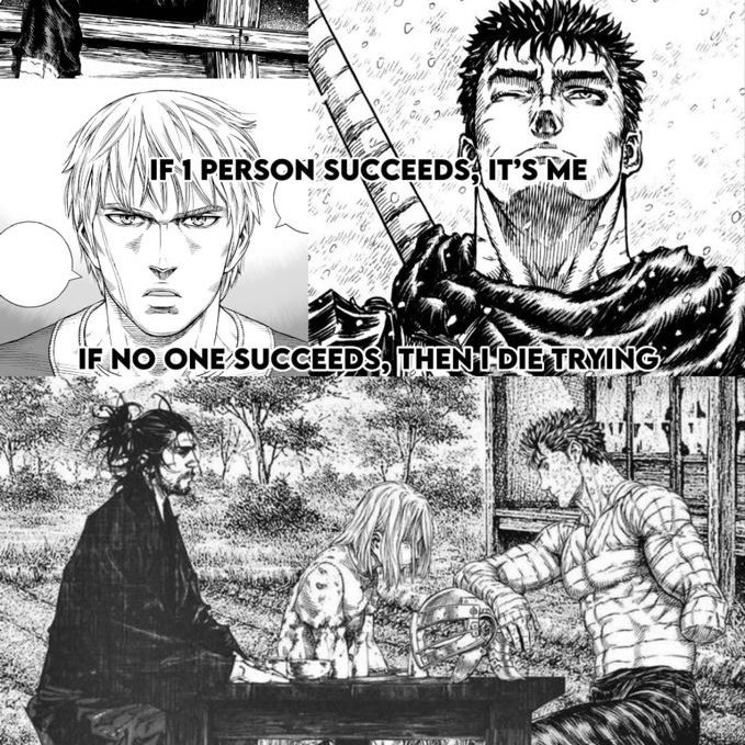 Musashi x Thorfinn x Guts.