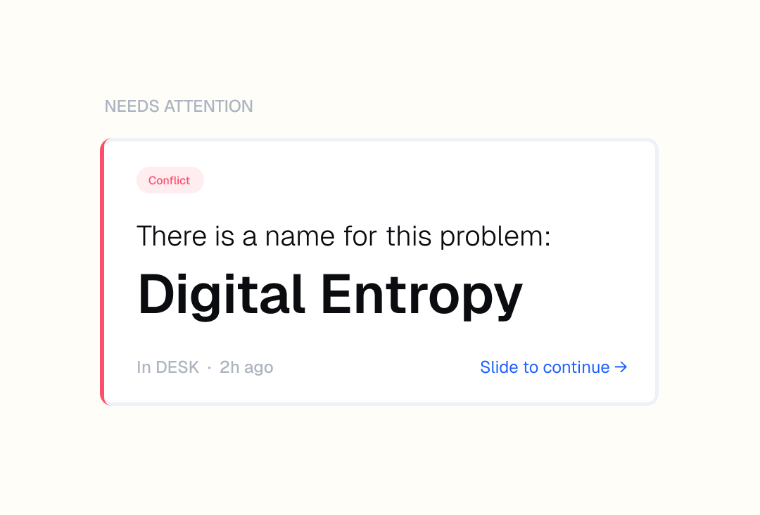 OrganyzPCM's tweet photo. Digital entropy is the natural tendency for information to become scattered across tools.

The more tools we use, the harder it becomes to remember the situation that created the information. https://t.co/hIsFeWnLY5