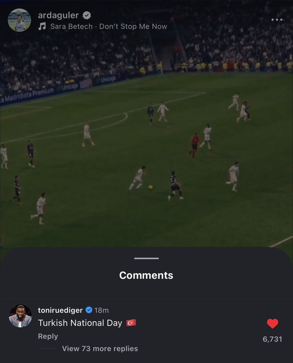 📲 | Antonio Rüdiger on Arda’s post:
“Turkish National Day 🇹🇷” 

😂😂😂😂