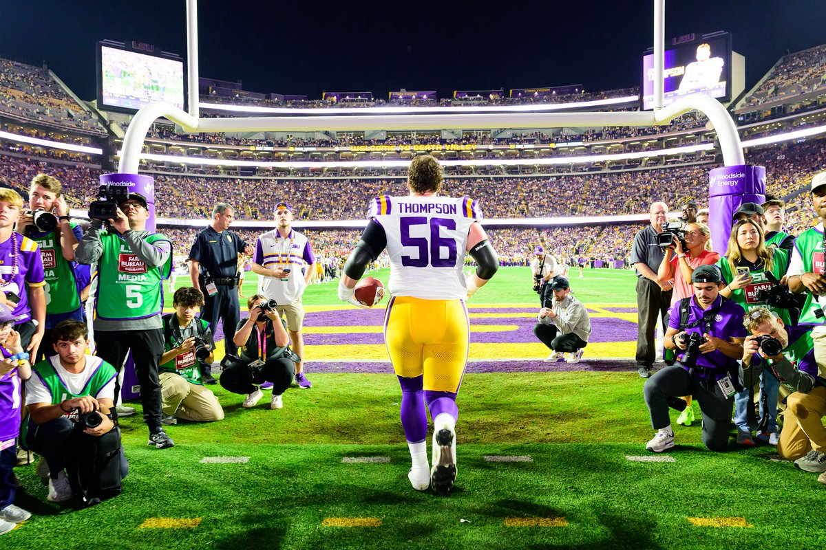 RandallThompson's tweet photo. THE CASE FOR JOSH THOMPSON – LSU GUARD – 2026 NFL DRAFT 
Everyone in draft circles knows Ioane, Pregnon, Bisontis, and Dunker. Here’s a name you need to know just as well — and here’s why. 

JOSH THOMPSON | 6’5” | 317 lbs | LSU (via Northwestern) THE SACK STAT THAT NOBODY IN THIS CLASS CAN MATCH Josh Thompson has not allowed a sack since September 30, 2023 — a Penn State game while starting at Northwestern. That’s a 30+ game sack-free streak across TWO Power Five conferences. Ioane has zero sacks over two seasons at Penn State — impressive, but that’s one conference. Pregnon has zero sacks across his last two-plus years — but he did it in the Pac-12/Big Ten, never the SEC. Bisontis allowed four sacks as a freshman and one each in 2024 and 2025. Dunker allowed 11 sacks across his career. Thompson’s streak is longer and was tested against harder, more diverse competition than anyone in this class. 

THE DURABILITY FACTOR At LSU in 2025, Thompson played 140+ more offensive snaps than any other player on the offensive side of the ball. He never missed a game. He never missed a practice. Not one. Thompson was the one guy who was always there, every snap, every rep. 

TWO CONFERENCES, THREE COORDINATORS, ZERO DROP-OFF Thompson is the ONLY guard in this 2026 class with significant starting experience in both the Big Ten and the SEC. He earned All-Big Ten honors at Northwestern in 2024, then transferred to LSU and became their most reliable offensive lineman in the SEC. He did this while learning a brand new offensive system — his THIRD in three years under three different offensive coordinators. He didn’t just survive each transition. He got better every single time. Now imagine what he does with actual scheme stability at the NFL level.

 THE VENUE RESUME Thompson has started in some of the loudest, most hostile stadiums in America — at Michigan, at Penn State, at Clemson, at Alabama, at Ole Miss. Big Ten road games AND SEC road games. Playoff atmospheres. He was tested in the biggest moments, against the best defensive lines, and his numbers held up every time. No other guard in this class has been battle-tested across that range of environments. THE 

FOOTBALL IQ Thompson holds a degree from Northwestern — one of the top academic institutions in the country. The last Northwestern offensive lineman to enter the draft was Peter Skoronski, taken 11th overall by the Bears in 2023. Scouts raved about Skoronski’s processing speed and ability to handle complex protections. Thompson comes from the same program, the same academic environment, and the same offensive line room. His ability to learn three different offensive systems in three years and perform at a high level in each one isn’t just impressive — it’s proof of elite mental processing that translates directly to the NFL. 

33 STARTS, THREE POSITIONS Thompson has started at right tackle, right guard, and left guard across his career. That positional versatility, combined with his pass protection dominance, makes him a Swiss Army knife for an NFL offensive line coach. He’s not a specialist — he’s a football player who can be plugged in anywhere on the interior and protect your quarterback.   

THE BOTTOM LINE Ioane is the most talented guard in this class and will likely go first. But if you’re an NFL GM asking yourself which guard has proven he can perform at an elite level no matter the conference, the coaching staff, the scheme, or the environment — that answer is Josh Thompson. The tape doesn’t lie, the snap counts don’t lie, and 30+ games without a sack across the Big Ten and the SEC doesn’t lie. He’s the most battle-tested, most durable, most scheme-versatile guard in the 2026 class. He just needs people to pay attention.