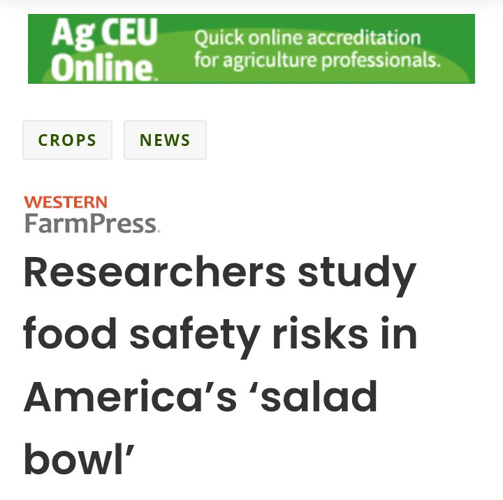 haenmar's tweet photo. FOOD SAFETY INFO:
RESEARCHERS STUDY FOOD SAFETY RISKS IN #AMERICA’S ‘SALAD BOWL’
Read more
https://t.co/Y5E3OR8BAY
#HIDAC #Jakim #KKM #ハラール #할랄 #Halal #MYeHalal #MHMS #HAS #MS1500 #FSMS #GMP #HACCP #MeSTI #BeSS #FoodLabeling #FoodAllergens #FoodSafety #farmprogress https://t.co/3eR8AHn9CM