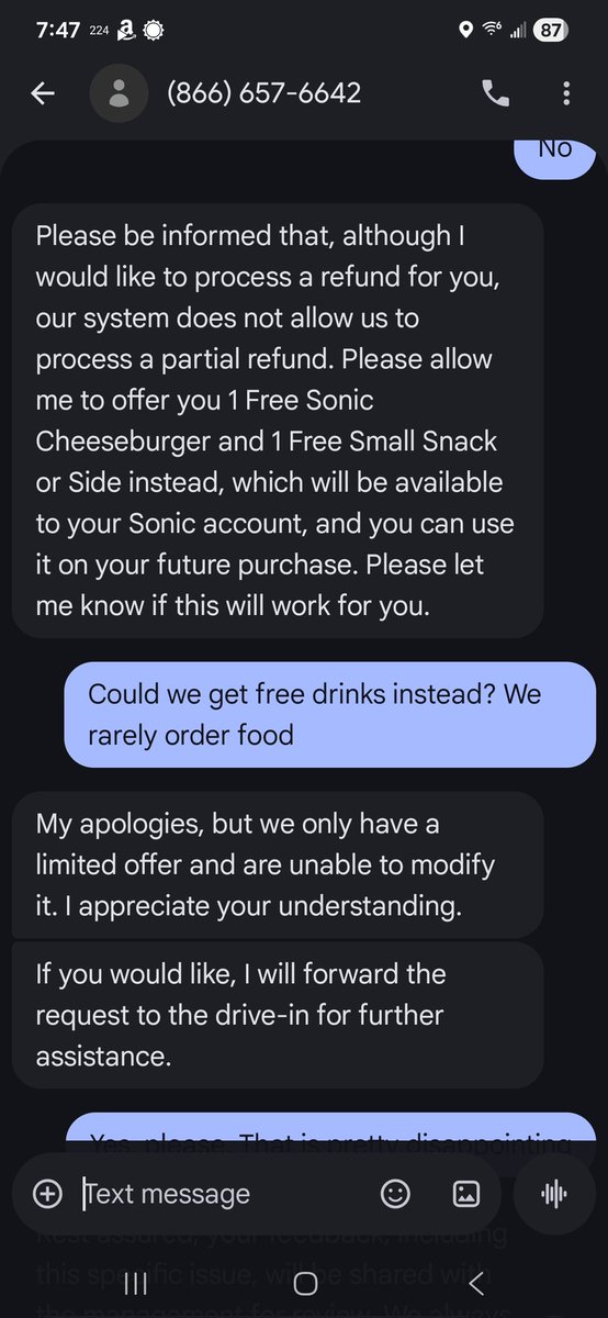 WCoza's tweet photo. @sonicdrivein one of your stores gave us regular limeade instead of diet (a significant issue when diabetic is involved!) and your customer support won't even refund me! https://t.co/iXVXIGJgfA