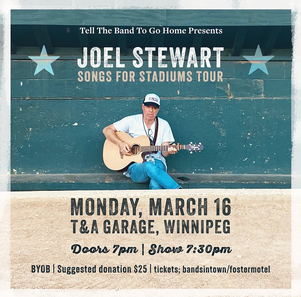 Monday night in Winnipeg we're co-hosting a show featuring songs &amp; stories by Joel Stewart in the home of our friends Terry &amp; Annie! Join us!?

tellthebandtogohome.com/2026/02/28/joe…