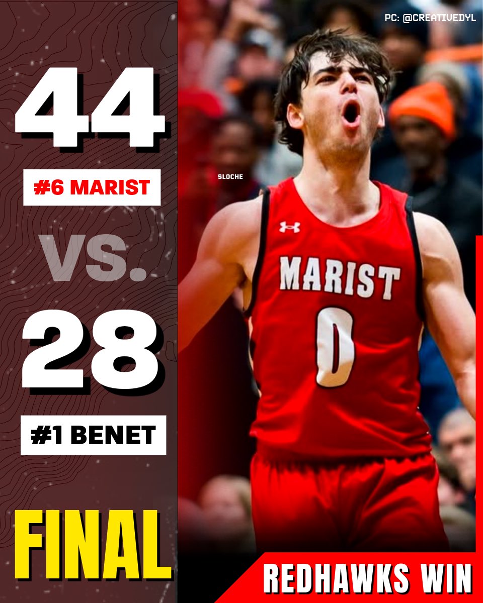 sloche_o's tweet image. MARIST STUNS NATIONALLY-RANKED BENET IN THE 4A STATE CHAMPIONSHIP. 🤯🚨

The RedHawks DOMINATED defensively, holding Benet SCORELESS in the 2nd QTR. 🥶

Marist lost to Benet by 9 points just three weeks ago.. Now they get their get back on the biggest stage 🏆
