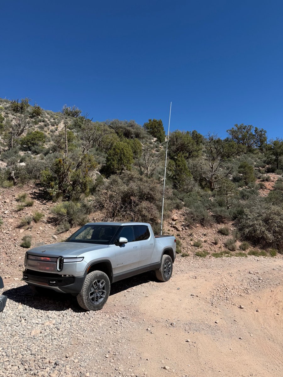 IanBillings's tweet photo. Turned my ⁦@Rivian⁩ R1T into a radio site today in support of search and rescue. Auto level and easy outlets make setup a breeze! https://t.co/X9tlH0G0g5