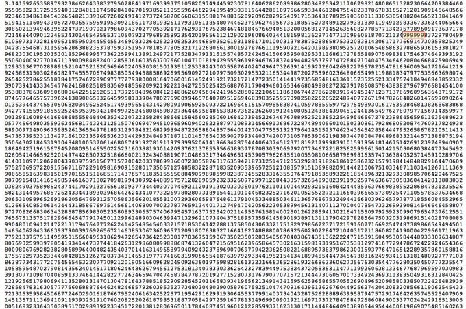 jfanson's tweet photo. @Rainmaker1973 Have always enjoyed the Feynman Point in pi, where six consecutive 9s appear. Richard Feynman is said to have wanted to memorize pi out to that point so he could recite it to people and say “9, 9, 9, 9, 9, 9 and so on.” https://t.co/MLSpeDOo77