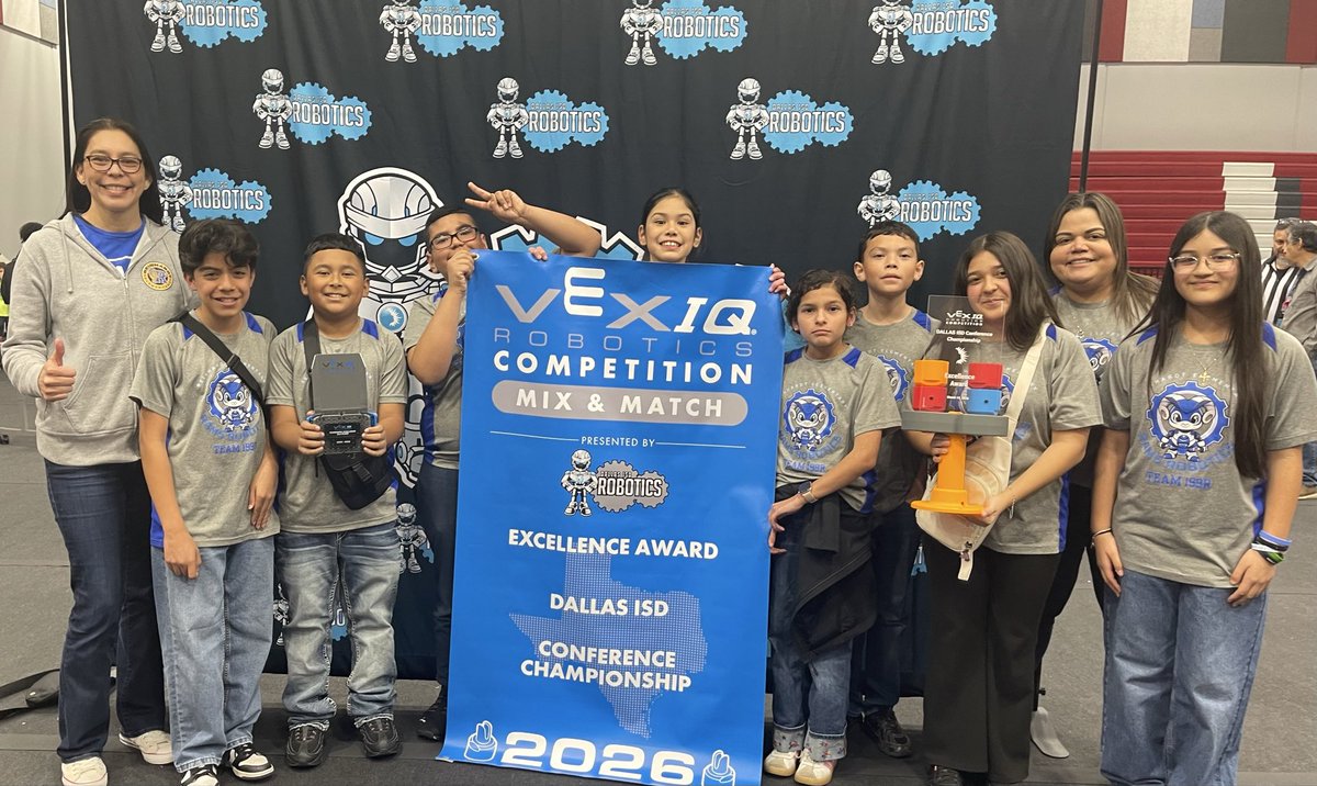 MrMRobotics's tweet photo. Congratulations to the @ReinhardtRams Robotics Team. Two weeks ago they won the top honor Excellence Award at the Region 2 Tournament. Today, they did it again!  Excellence at the Dallas ISD conference. Next stop Vex IQ Worlds. #Proud @baverticalteam @DanforDISD https://t.co/7wlPF6lhwk