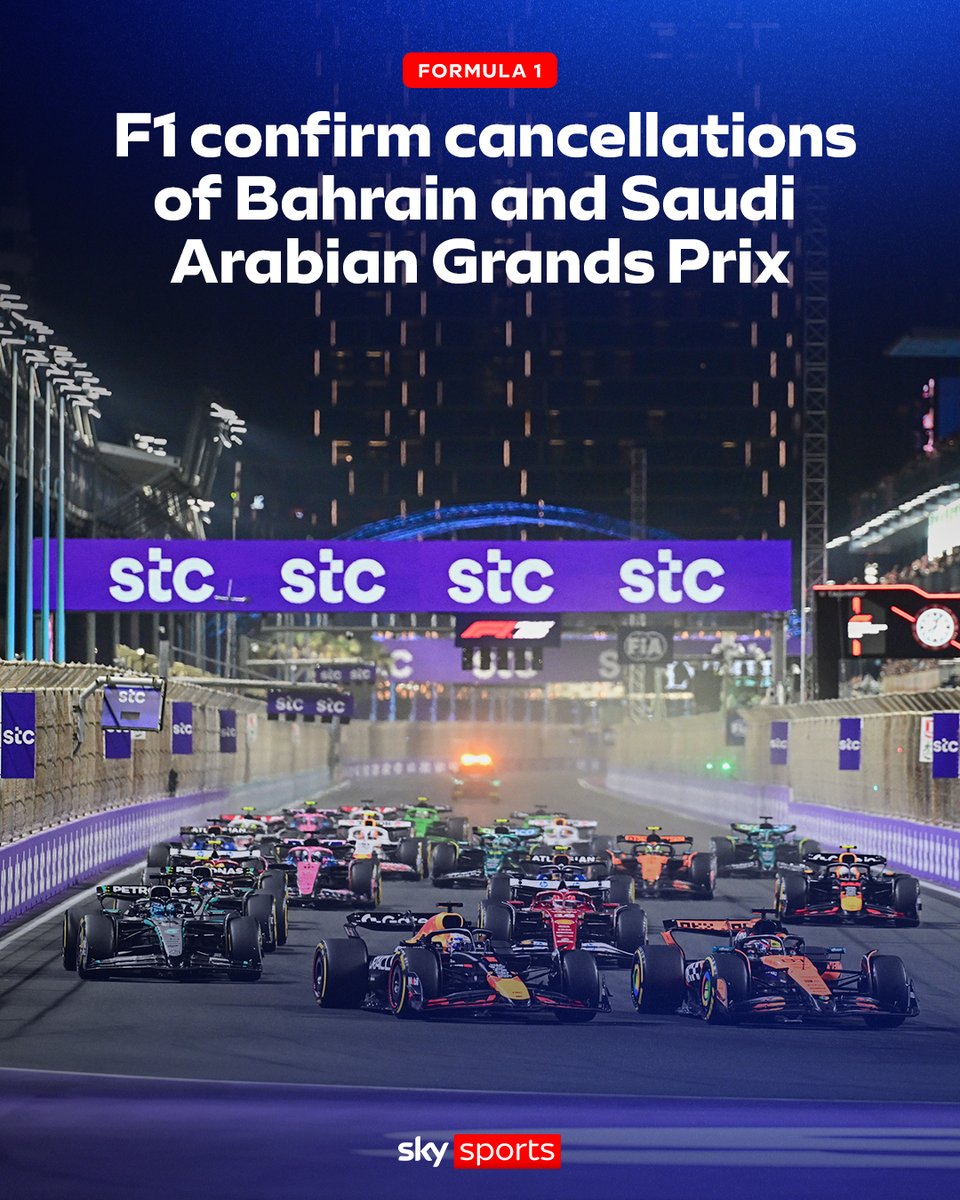 Formula 1's Grands Prix in Bahrain and Saudi Arabia in April have been called off due to the conflict in the Middle East, reducing the 2026 season to 22 races.