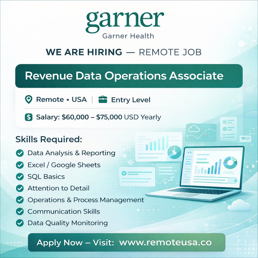 remoteusaco's tweet photo. 🏢 Company: Garner Health

🧾 Job Role: Data Operations Associate

📍 Location: Remote USA

🔗 Apply Now: https://t.co/T96XaIidj8

👉 Follow on X : https://t.co/i4pYhJx1j8 https://t.co/JtovajKczJ