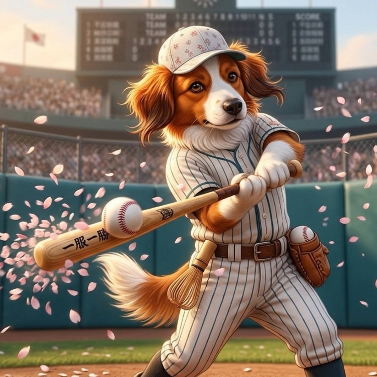 IppukuIssho's tweet photo. 新作は「コーイケルホンディエ」🐶⚾️　

いよいよWBC決戦の朝！

腰に茶筅を差し、静かに闘志を燃やすコーイケルホンディエ。
勝負の時こそ、心を整える余裕を。　

桜舞い上がれ！
 
🛒https://t.co/0z5duAaMCI
​
​#WBC #野球 #侍ジャパン #Kooikerhondje #suzuri https://t.co/H4kJ7mZHOS
